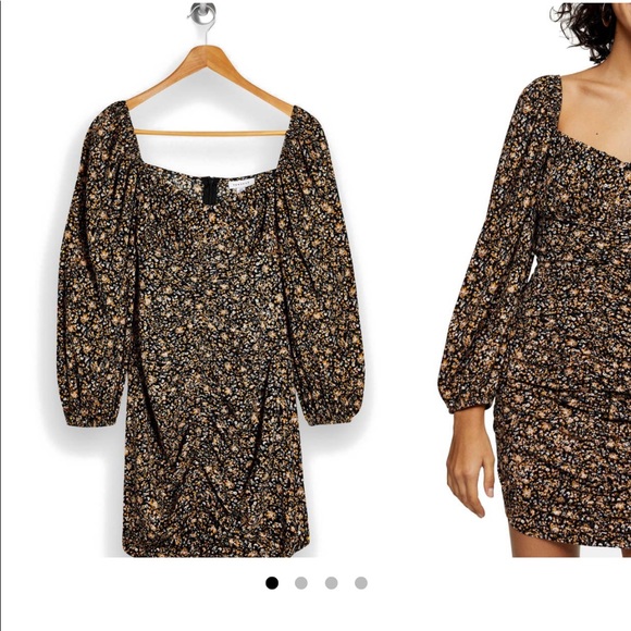 NWT Top Shop Ruched Sleeve Dress - Picture 2 of 5
